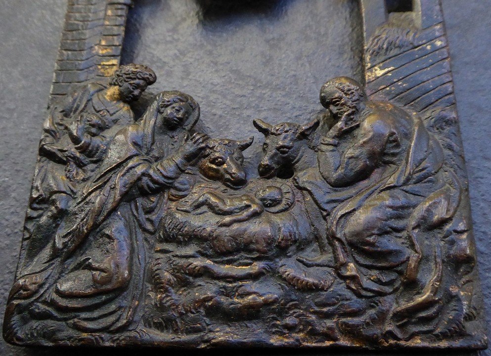 Adoration Of The Shepherds - Beautiful Openwork Bronze Plaquette Ca. 1600-photo-2