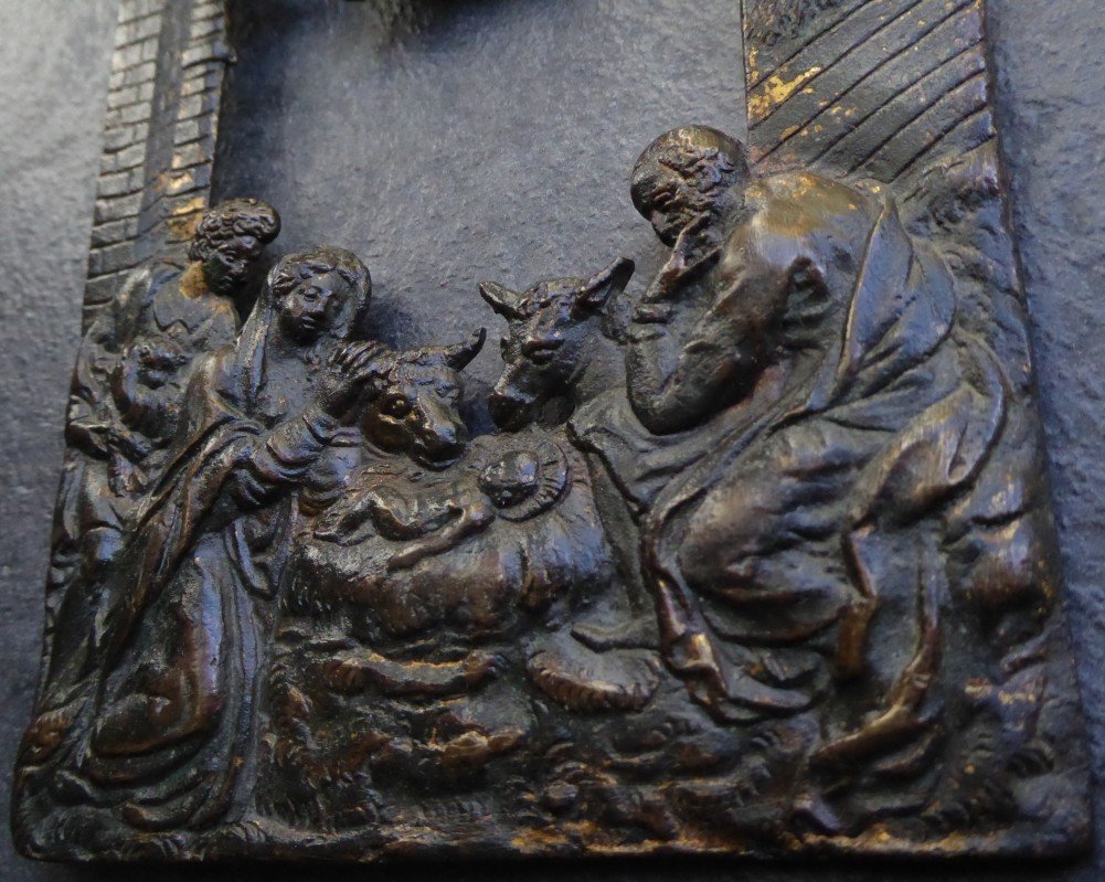 Adoration Of The Shepherds - Beautiful Openwork Bronze Plaquette Ca. 1600-photo-3