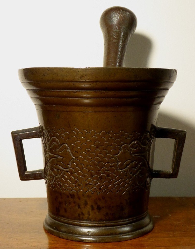 Mortier En Bronze d'époque XVIIe Siècle-photo-2