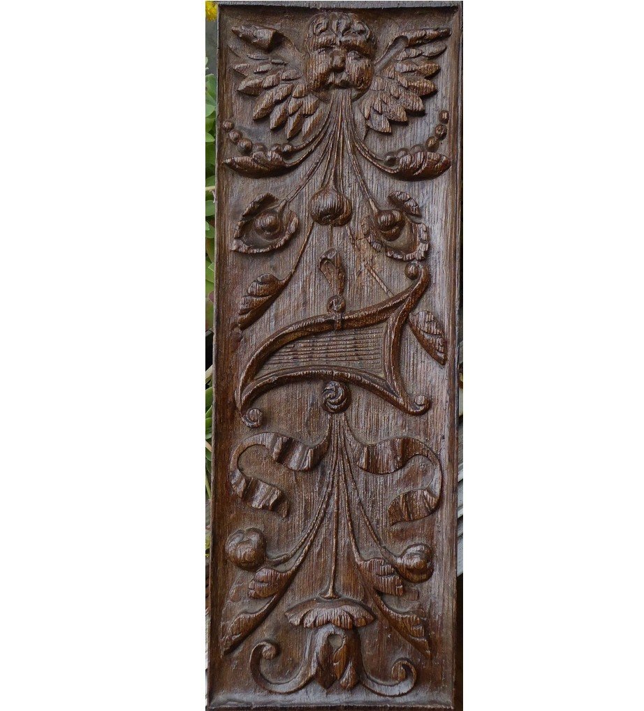Renaissance Panel In Carved Oak - 16th Century-photo-1
