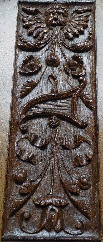 Renaissance Panel In Carved Oak - 16th Century