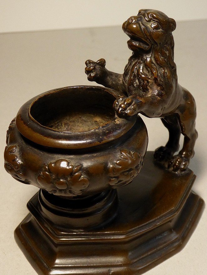 Bronze Inkwell With A Rampant Lion - Italy Circa 1600-photo-2