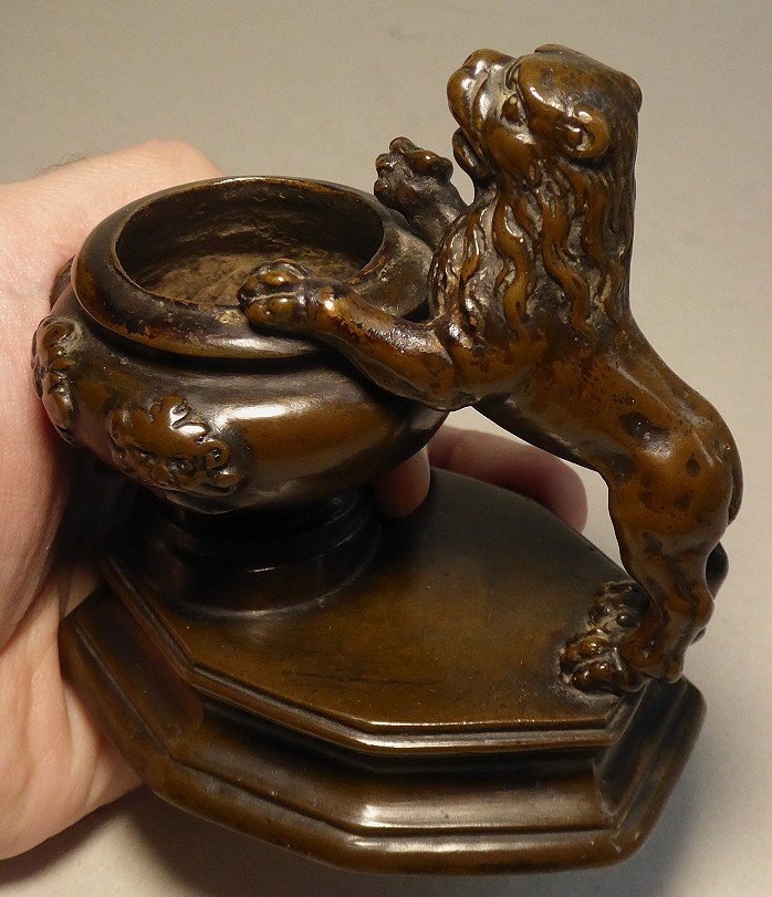 Bronze Inkwell With A Rampant Lion - Italy Circa 1600-photo-4