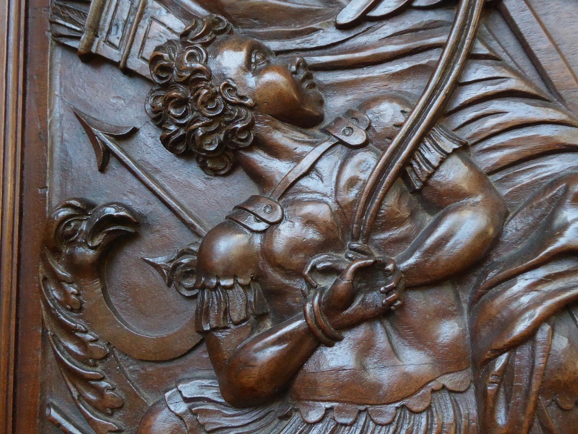 Large Carved Walnut Panel From The 16th Century-photo-4