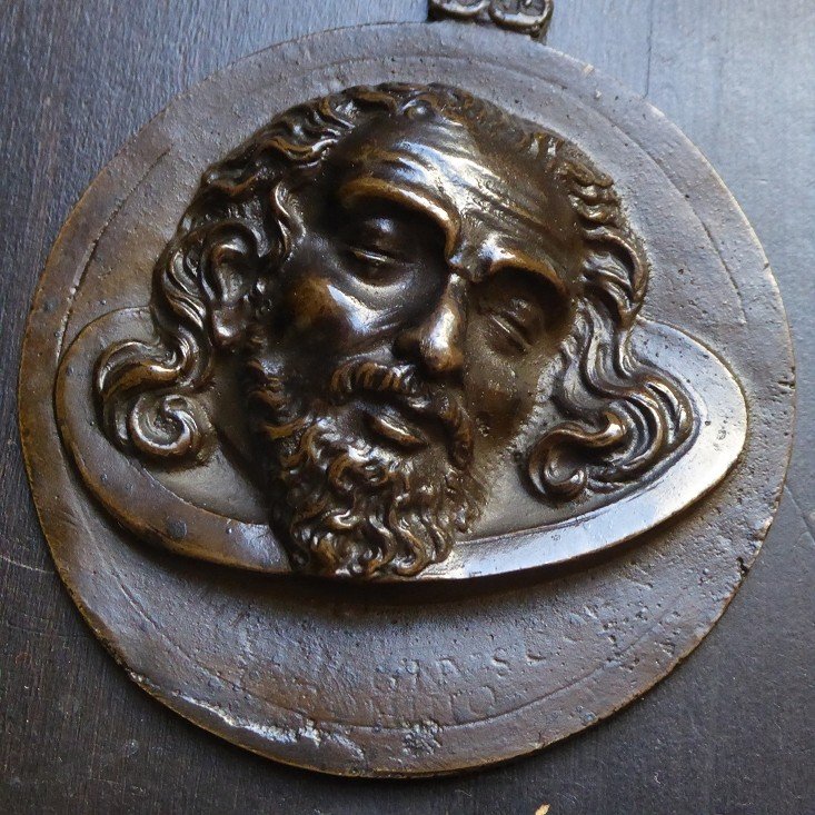 Early 17th Century Bronze Plaquette Representing The Head Of Saint John The Baptist-photo-2