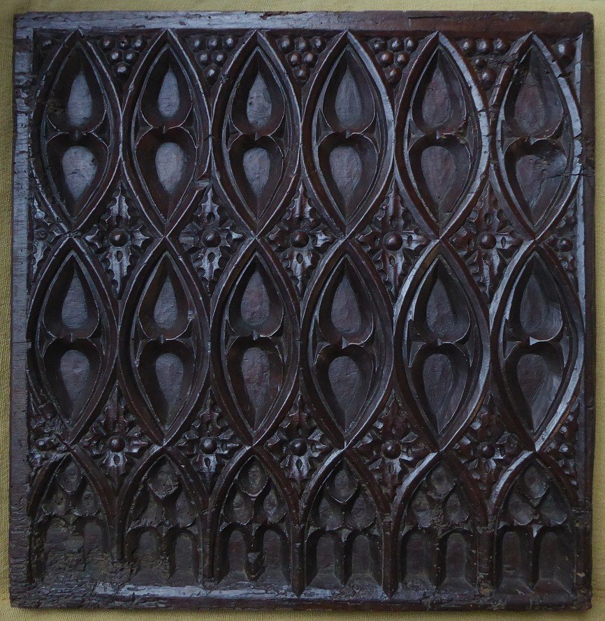 Gothic Panel In Carved Walnut, Late 15th Or Early 16th Century-photo-2