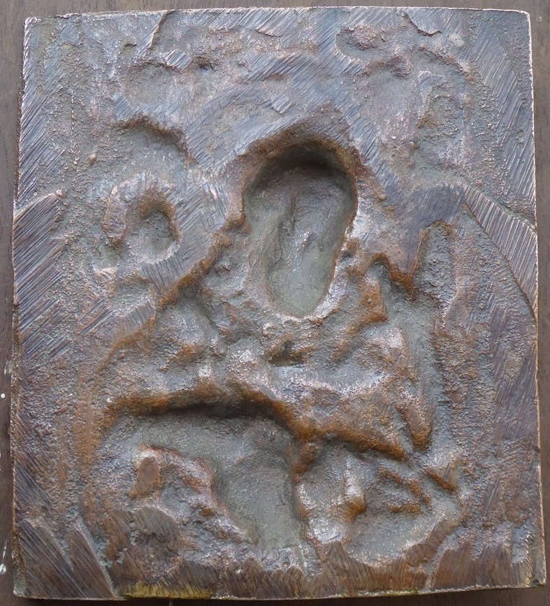 Plaquette En Cuivre Doré Italie XVIe au Christ En Salvator Mundi-photo-5