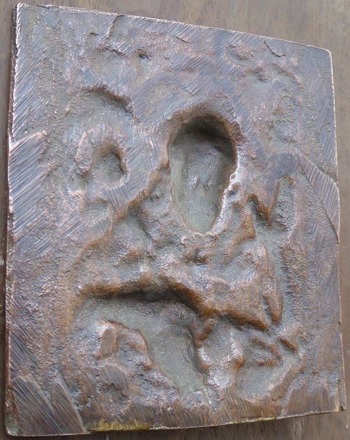 Plaquette En Cuivre Doré Italie XVIe au Christ En Salvator Mundi-photo-6
