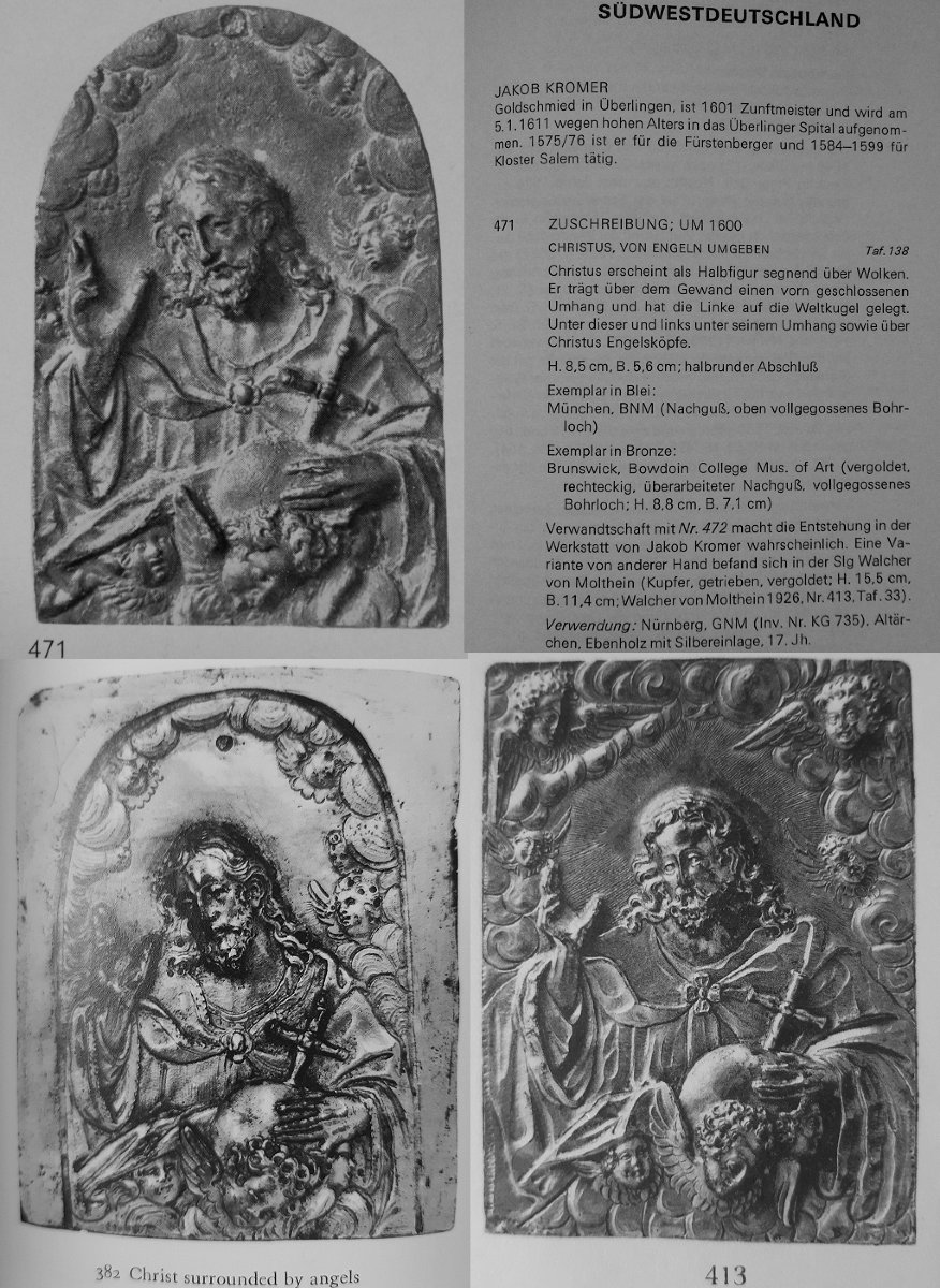 Plaquette En Cuivre Doré Italie XVIe au Christ En Salvator Mundi-photo-8