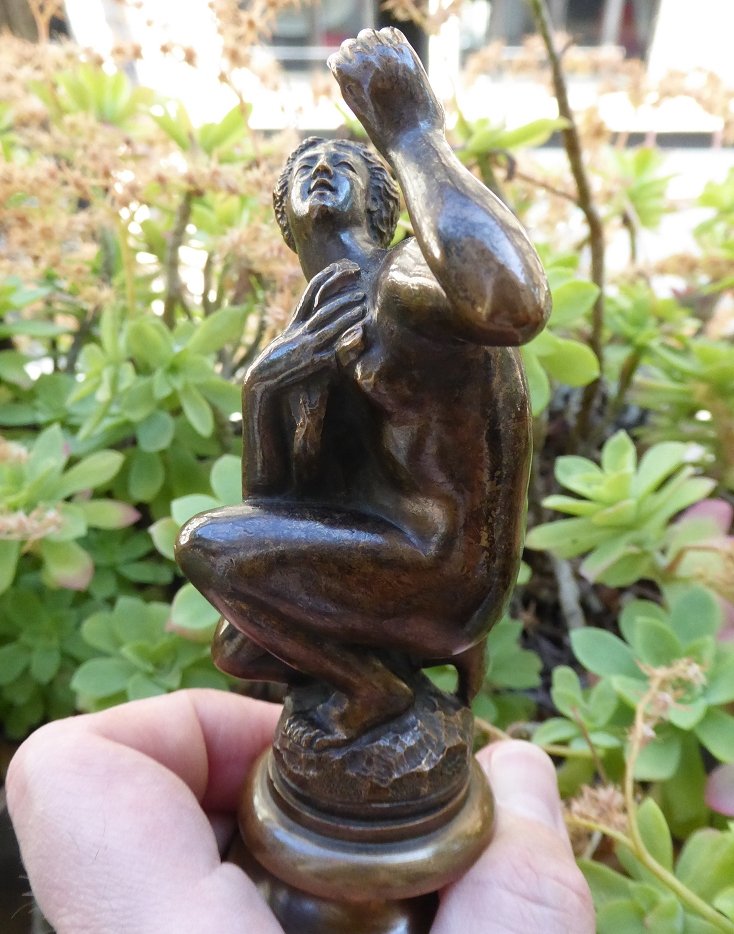 Venus Ou Nymphe Accroupie En Bronze d'Après Giambologna, Italie XVIIe Siècle-photo-3