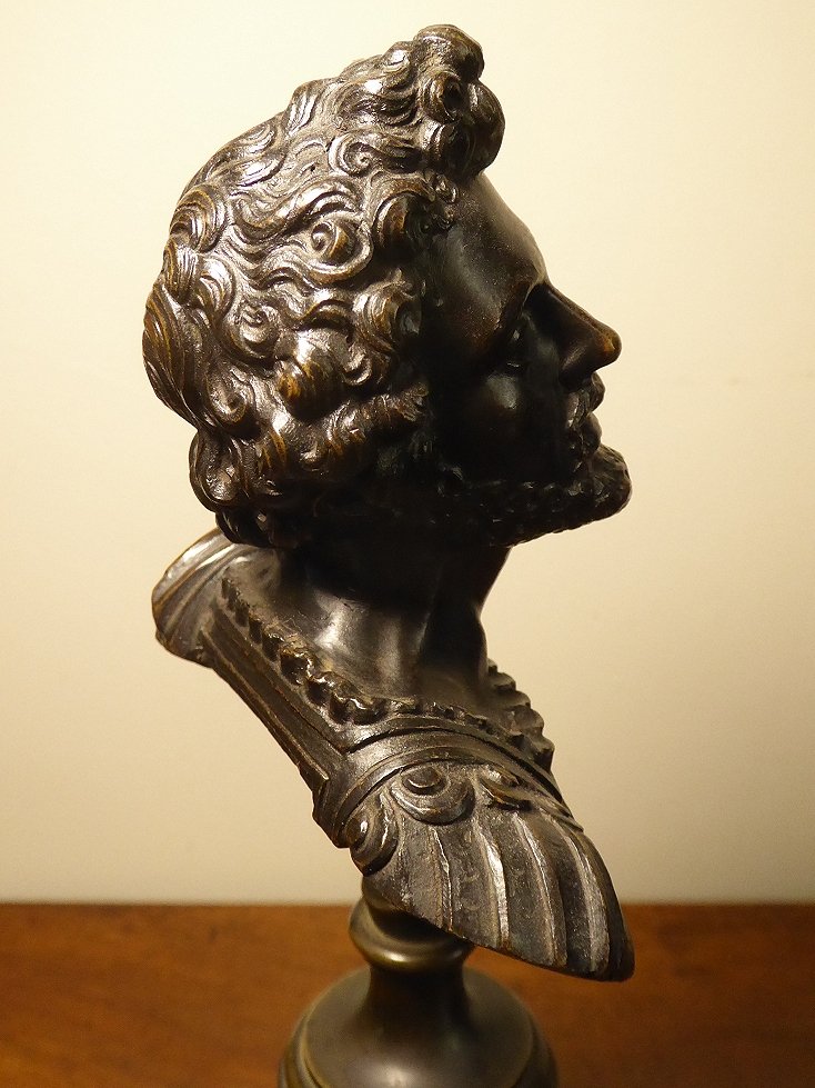 Buste d'Homme En Bronze d'Après La Renaissance, époque XVIIIe Siècle-photo-3