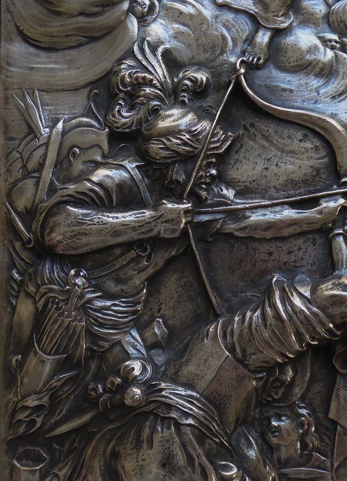 Sainte Ursule - Grande plaque d'après Sadeler et de Witte en galvano façon argent repoussé-photo-2