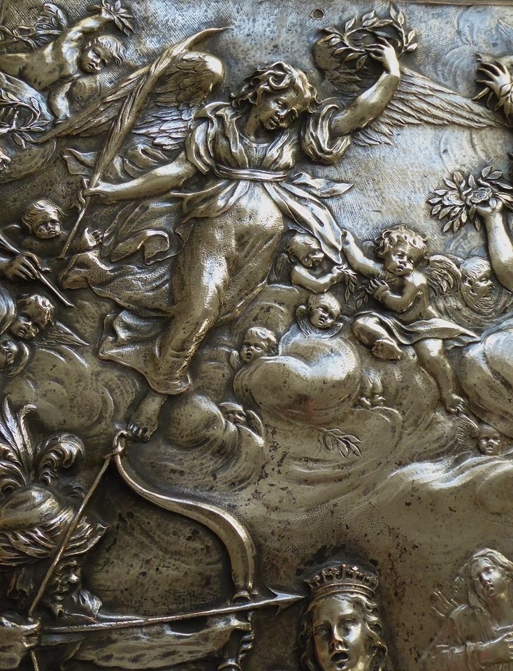 Sainte Ursule - Grande plaque d'après Sadeler et de Witte en galvano façon argent repoussé-photo-5