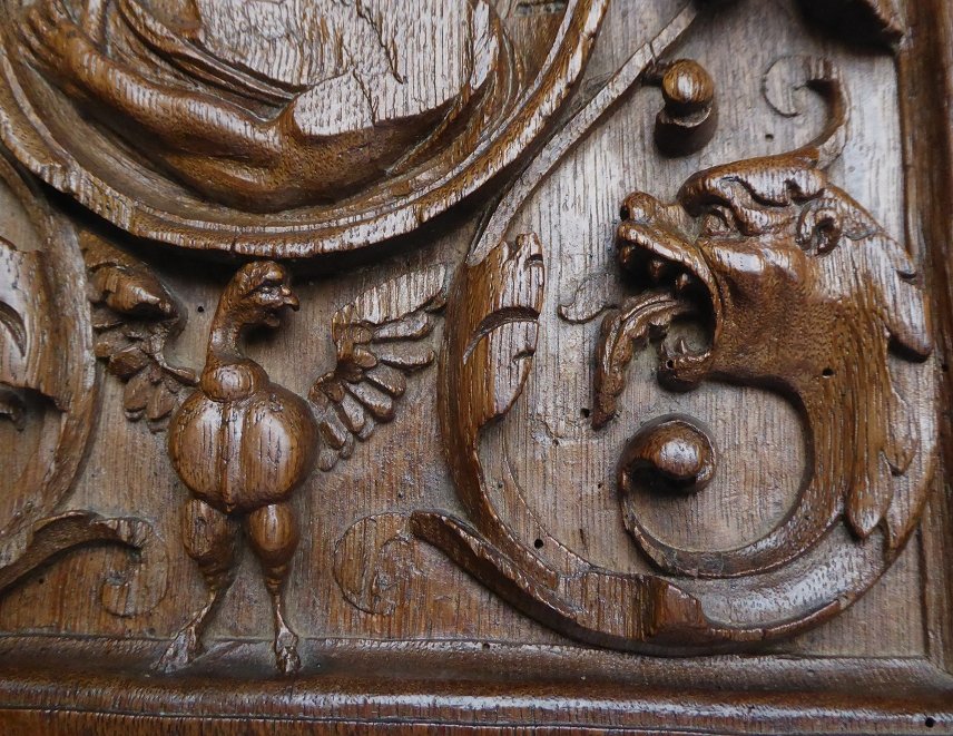 Renaissance Panel In Carved Oak From The 16th Century-photo-7