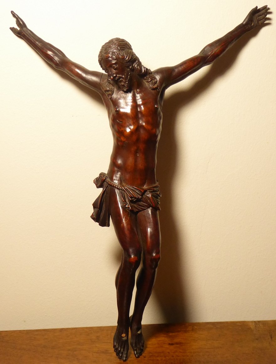 Beau Christ En Buis Sculpté Du XVIIe Siècle-photo-2