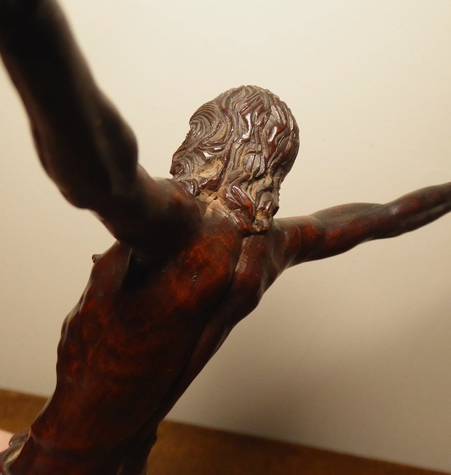 Beau Christ En Buis Sculpté Du XVIIe Siècle-photo-8