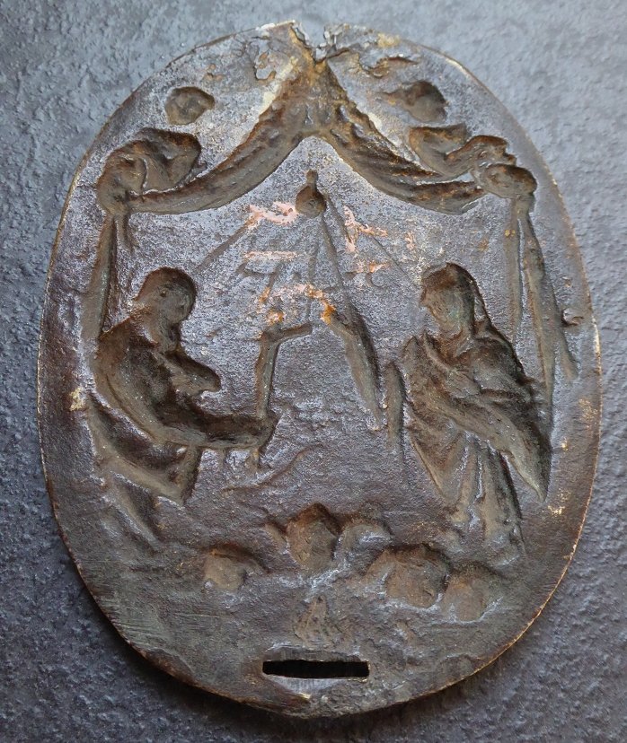 Plaquette en bronze avec Sainte Thérèse et Saint Jérôme - Italie XVIIe siècle-photo-4