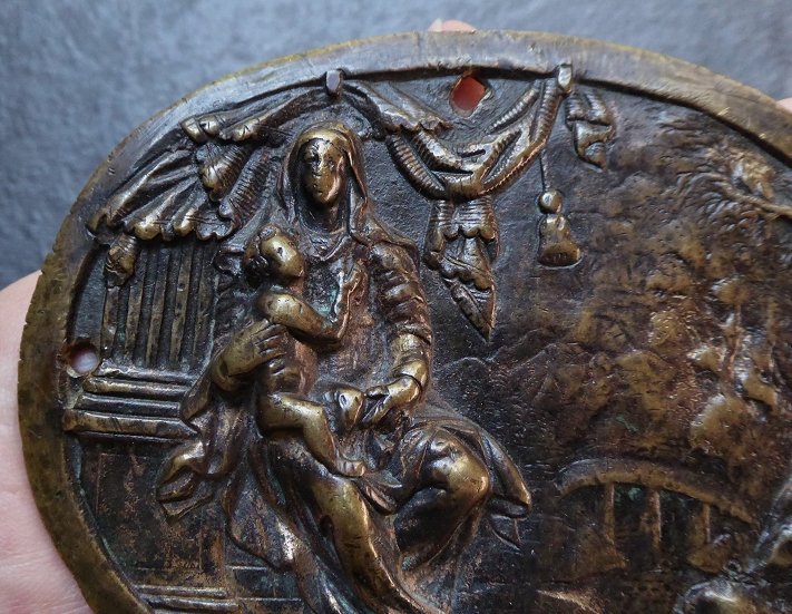 Madone et l'Enfant - plaquette en bronze Italie XVIe siècle-photo-4