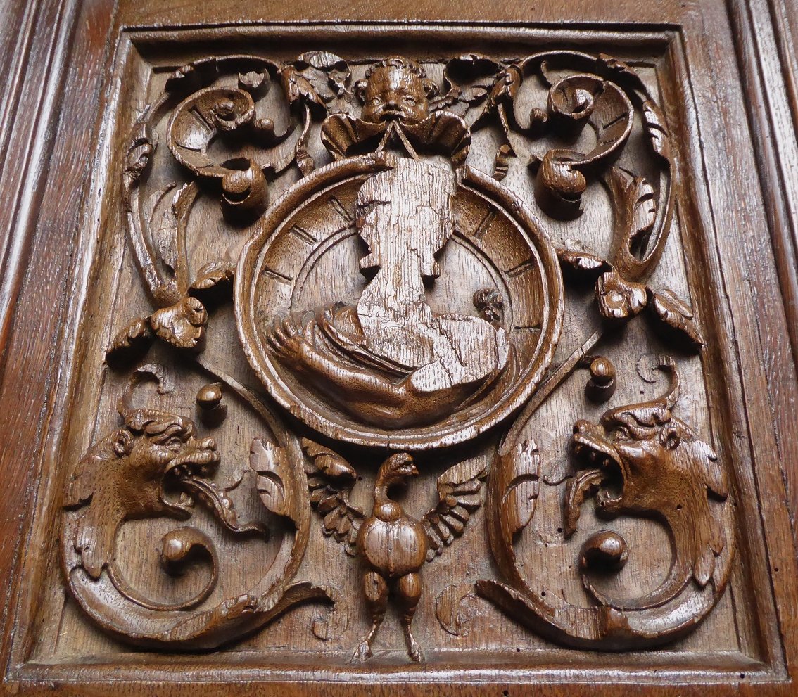 Renaissance Panel In Carved Oak From The 16th Century-photo-4