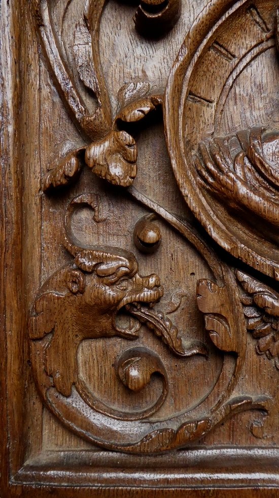 Renaissance Panel In Carved Oak From The 16th Century-photo-4