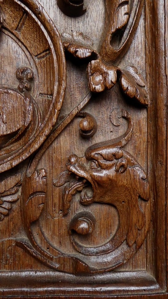 Renaissance Panel In Carved Oak From The 16th Century-photo-5