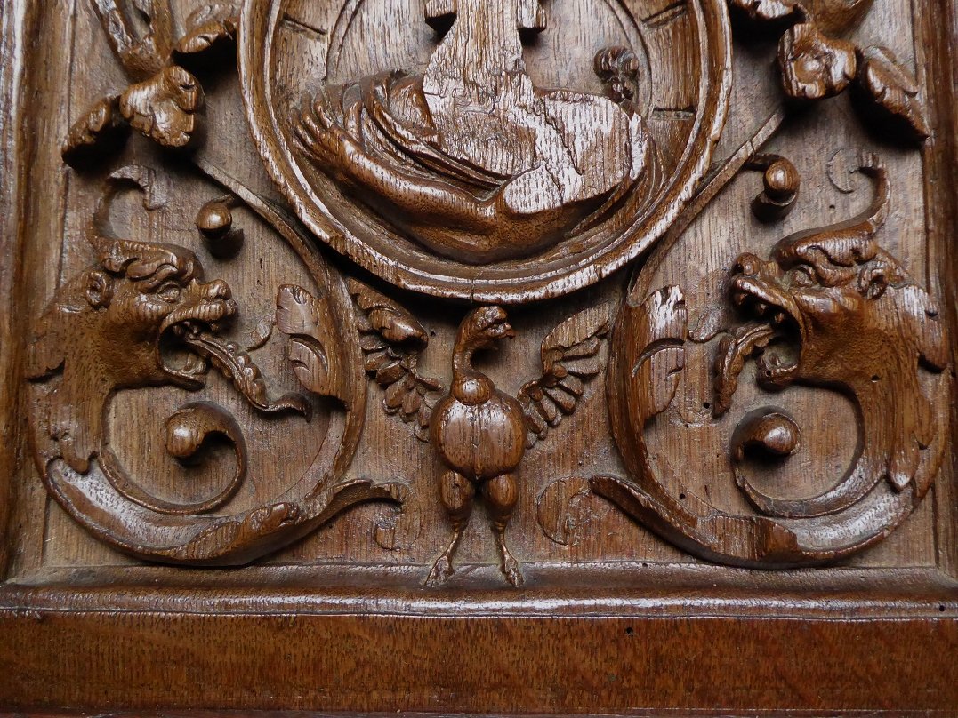 Renaissance Panel In Carved Oak From The 16th Century-photo-6
