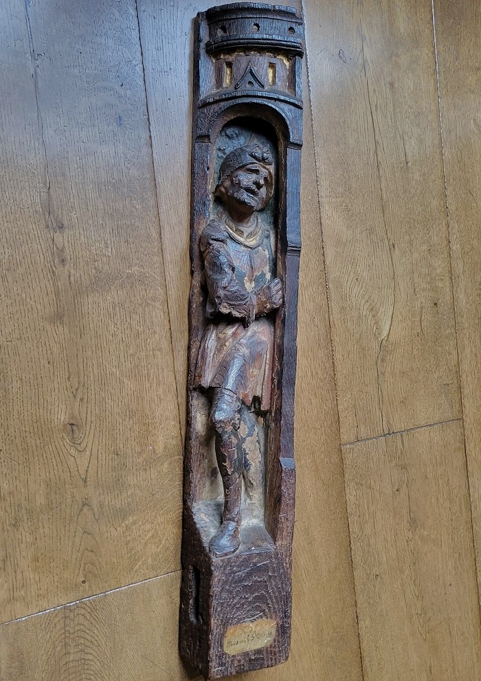 Brabant Altarpiece Warrior In Carved Oak, 16th Century