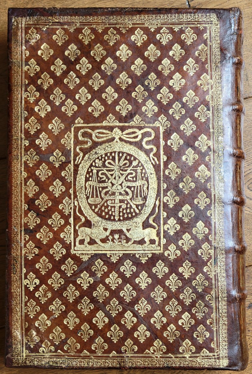 Large 17th Century Book 1663 - Folio - Binding With The Coat Of Arms Of The Parliament Of Rouen-photo-2