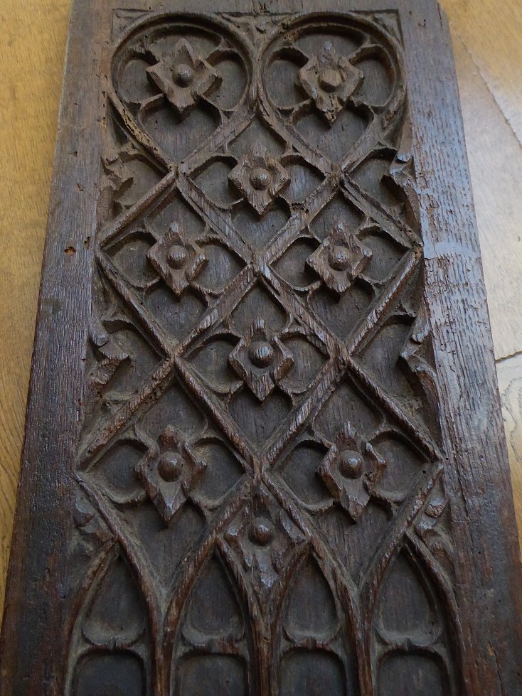 Gothic Panel In Carved Oak, 15th Century-photo-3