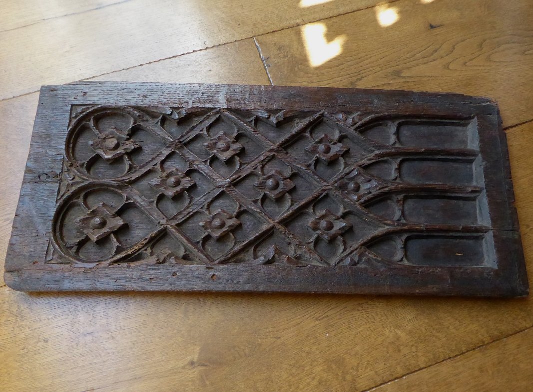 Gothic Panel In Carved Oak, 15th Century-photo-4
