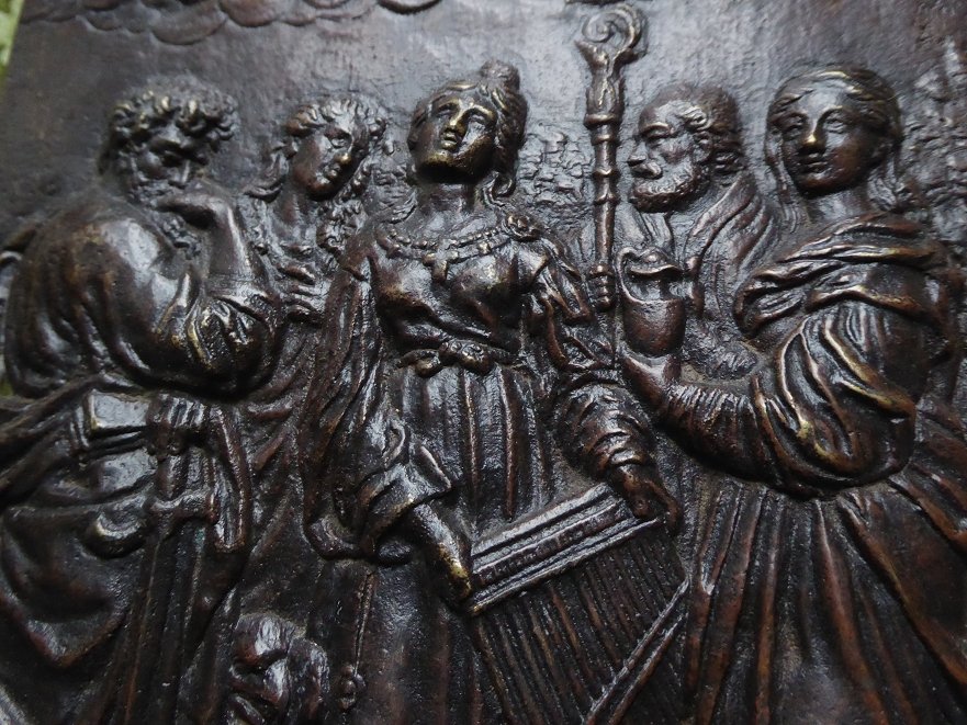 The Ecstasy Of Saint Cecilia - Bronze Plaque, Italy, 17th Century - Large Plaquette-photo-3