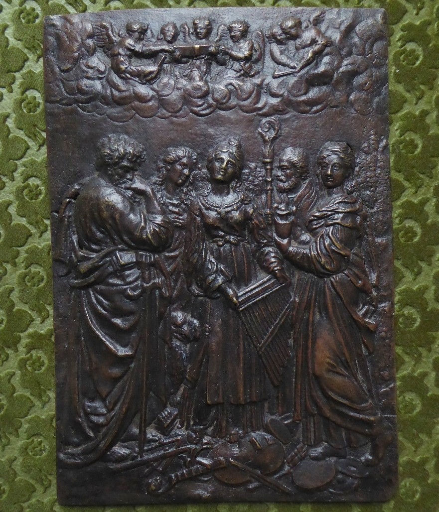 The Ecstasy Of Saint Cecilia - Bronze Plaque, Italy, 17th Century - Large Plaquette