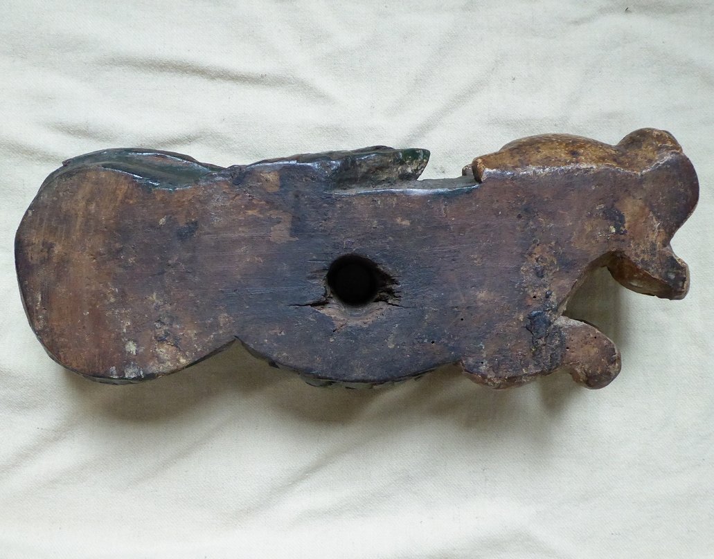 Polychrome Carved Walnut Barrel Lock - Alsace, 17th Or 18th Century - Barrel Bar-photo-8