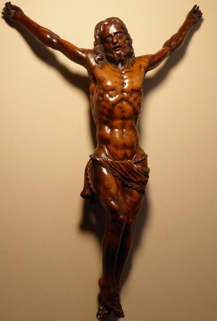 Grand Christ en buis sculpté d'époque XVIIe siècle - Corpus Christi-photo-2