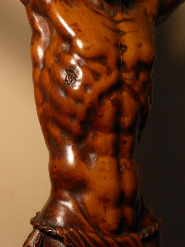 Grand Christ en buis sculpté d'époque XVIIe siècle - Corpus Christi-photo-4