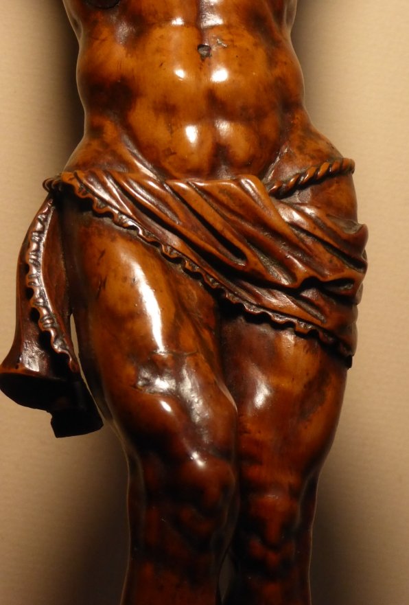 Grand Christ en buis sculpté d'époque XVIIe siècle - Corpus Christi-photo-5
