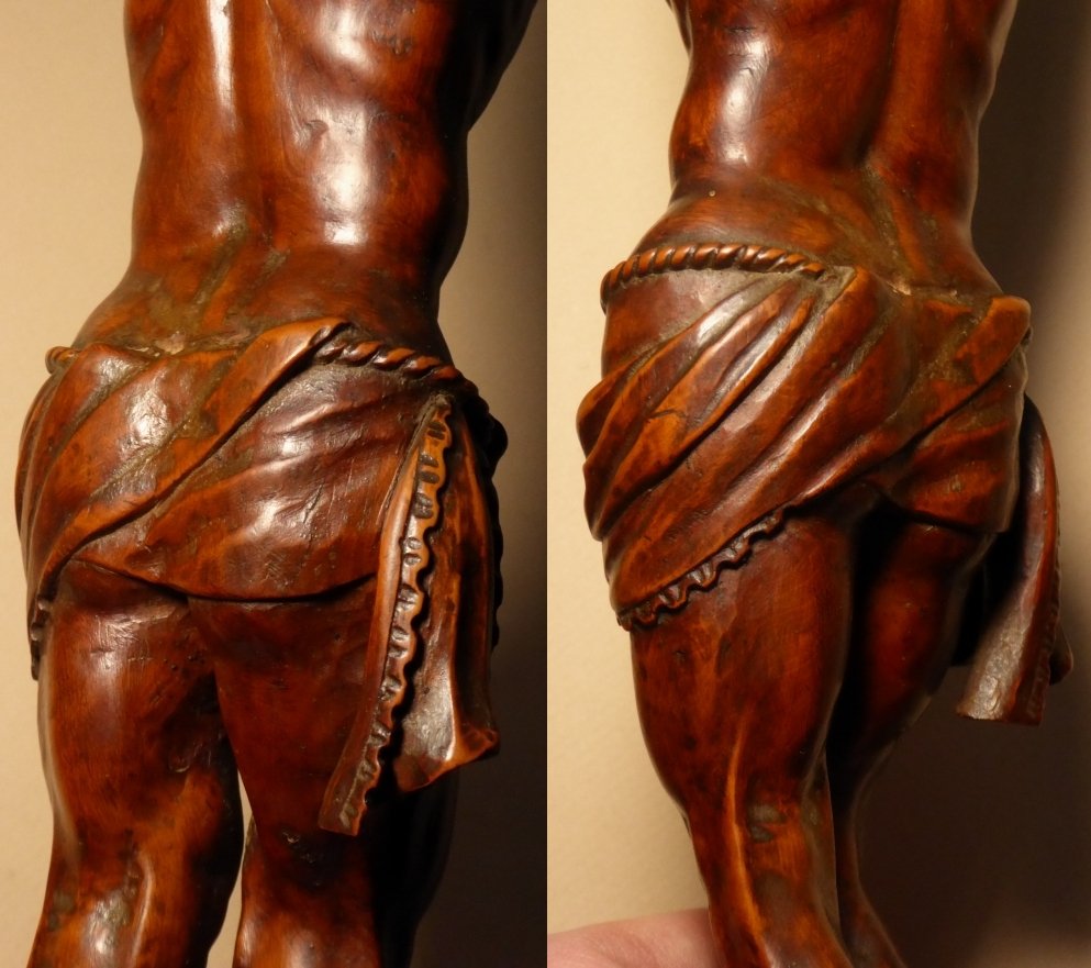 Grand Christ en buis sculpté d'époque XVIIe siècle - Corpus Christi-photo-8