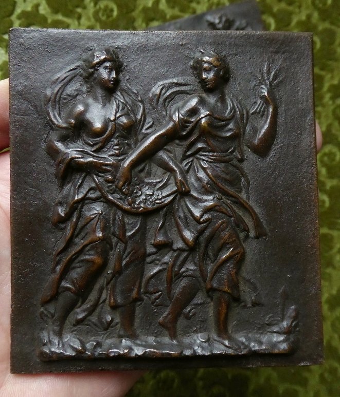 Pair Of Bronze Plaquettes Depicting The Seasons - France, 17th Century-photo-2