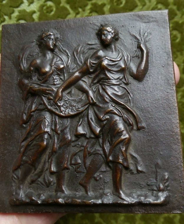 Pair Of Bronze Plaquettes Depicting The Seasons - France, 17th Century-photo-3