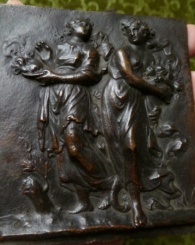 Pair Of Bronze Plaquettes Depicting The Seasons - France, 17th Century-photo-2