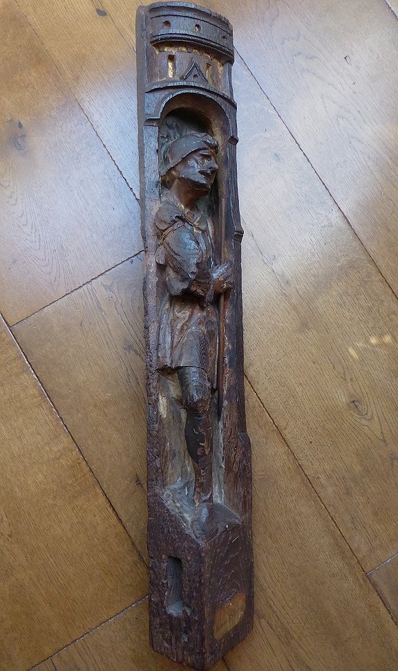 Guerrier de retable Brabant XVIe en chêne sculpté-photo-4