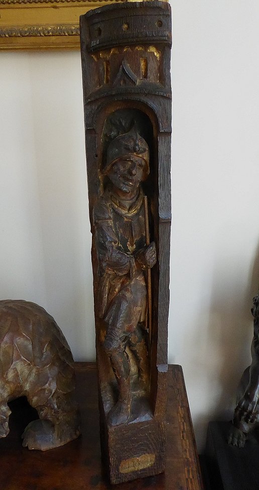 Guerrier de retable Brabant XVIe en chêne sculpté-photo-1