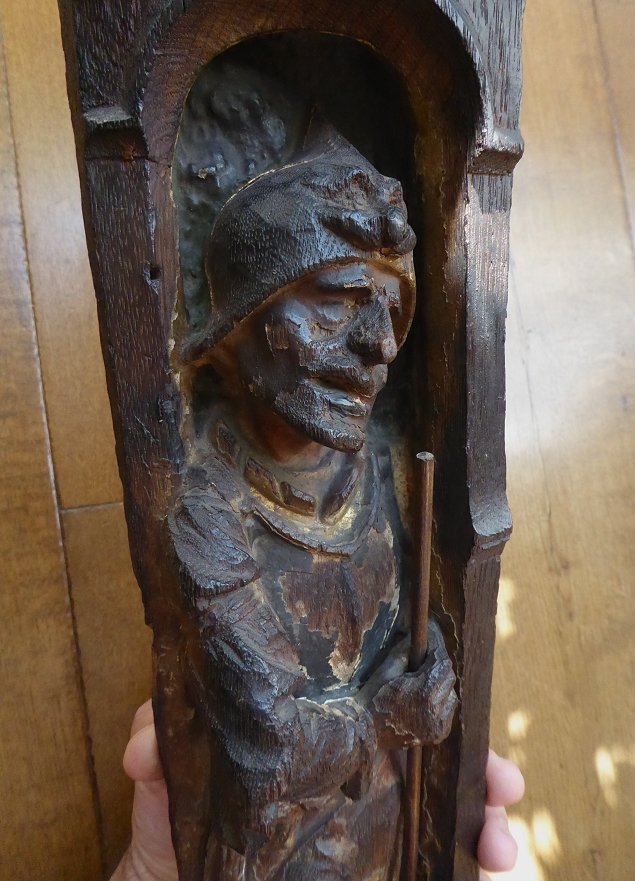 Guerrier de retable Brabant XVIe en chêne sculpté-photo-5