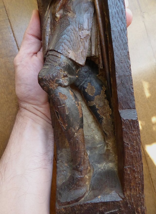 Guerrier de retable Brabant XVIe en chêne sculpté-photo-7