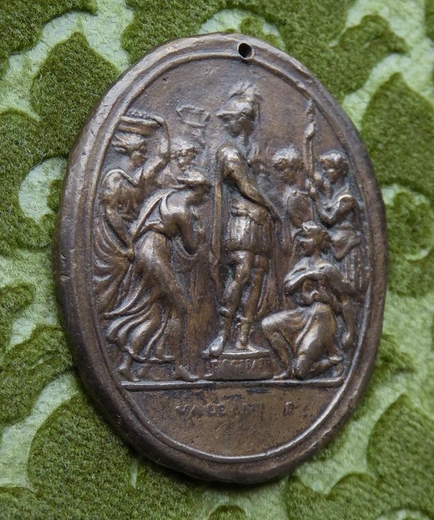 Plaquette en bronze du XVIe siècle par Belli représentant l'apothéose de Scipion-photo-2