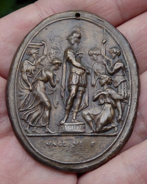 Plaquette en bronze du XVIe siècle par Belli représentant l'apothéose de Scipion-photo-4