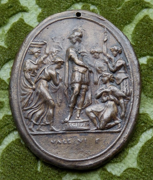 Plaquette en bronze du XVIe siècle par Belli représentant l'apothéose de Scipion