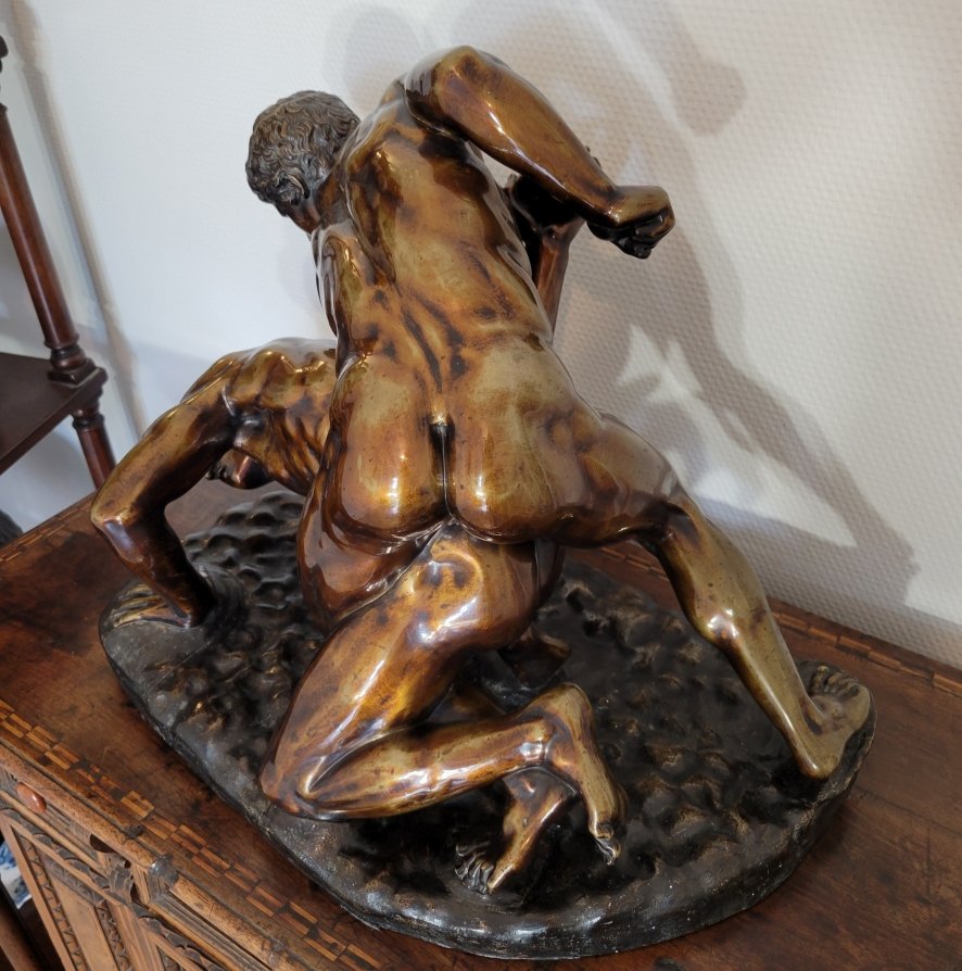 Les lutteurs -  grand groupe en bronze d'après l'antique-photo-1