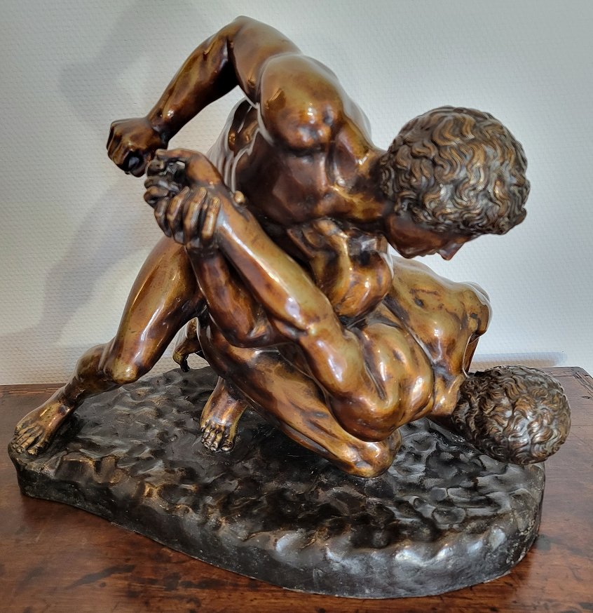Les lutteurs -  grand groupe en bronze d'après l'antique-photo-2