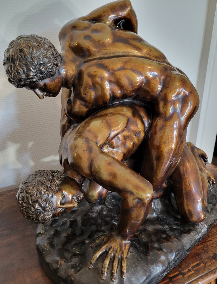 Les lutteurs -  grand groupe en bronze d'après l'antique-photo-3